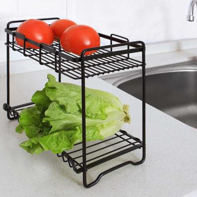 China Black 2 Tier Stored Over Sink Kitchen Organizer Storage Rack Kitchen Corner Storage Rack for sale