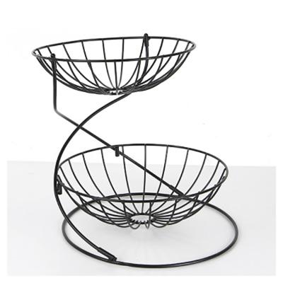 China European Sustainable Detachable Universal Drain Rack Salon Iron 2-Tier Wire Basket For Fruit for sale