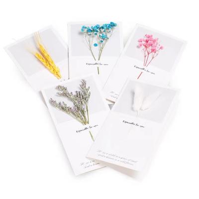 China Hot Selling Natural Touch Dried Flower Greeting Cards Birthday Greeting Cards With Dried Flower for sale