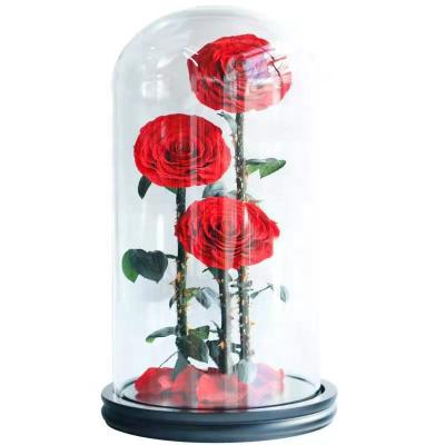 China 2021 Valentine's Day and wedding flower hot sale preserved eternal rose in glass dome with gift box for wedding for sale