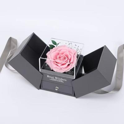 China Celebration Wedding & 2021 hot sale preserved roses gifts in acrylic box for valentines gift for sale