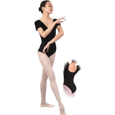 China Adult cotton and spandex short sleeve dance ballet leotard wear with 10 colors and 6 sizes for sale