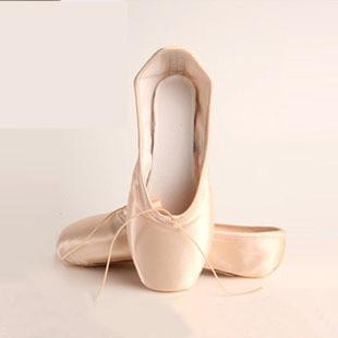 China pink satin or canvs Dance ballet practice pointe shoes with toe and ribbon for sale