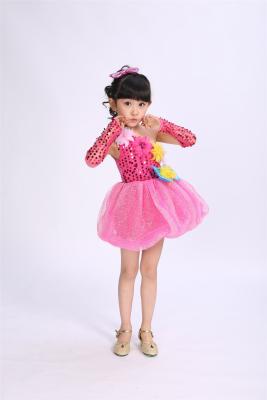 China Performance clothing children's modern dance costumes girls sequins bitter fleabane dress for sale