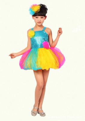 China Children's colorful lanterns of the girls sequins bitter fleabane  stage performance dress for sale