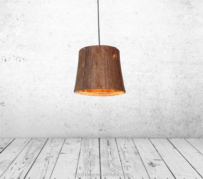 China Lighting works wooden bark pendant light for sale