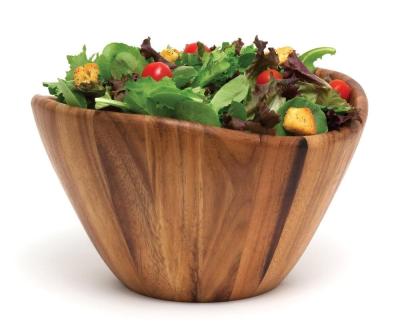 China Sustainable Wooden Serving Bowl for Salads, Fruits, Popcorn, Salad Spinner, Acacia Wave Bowl for sale