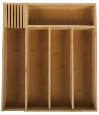 China Stocked Bamboo Kichen Organization / Silverware Storage With Knife Block / Bamboo Cutlery Tray for sale