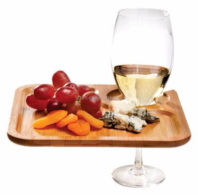 China Non-toxic Wholesale Handmade Square Bamboo Party Dish With Wine Glass Holder Eco-friendly Serving Tray for sale