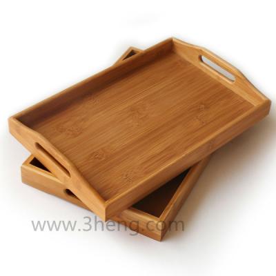 China Sustainable Cheap Bamboo Tray With Handles Bamboo Trays For Eco - Friendly Food Kitchenware for sale