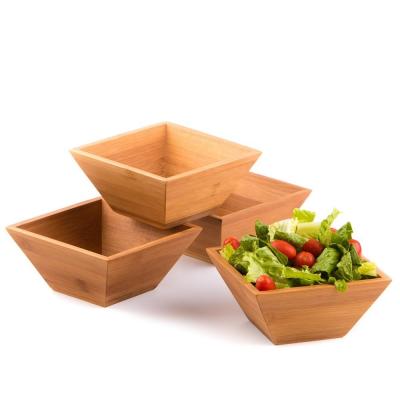 China Sustainable New Design Wholesale Bamboo Salad Bowl Set With Serving Hands for sale