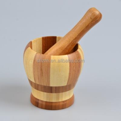 China Viable mixing bowl bamboo grinder spice grinder grain stripping for home basics mortar and pestle garlic for sale