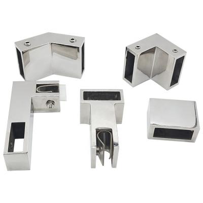 China Hot Sale 201 Stainless Steel 304 Shower Room Construction Fitting Shower Hardware Glass Flange Clip Insert Corner Connector For Bathroom for sale