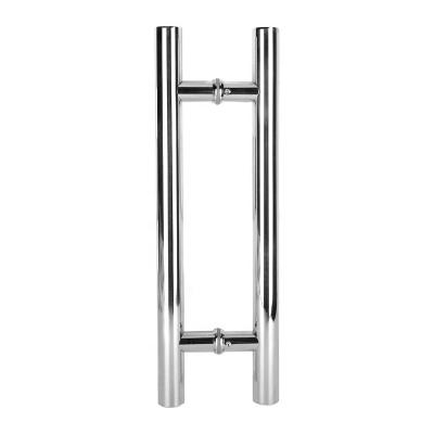 China Modern High Quality H Shaped Round Glass Door 304 Stainless Steel Tube Door Pull Handle for sale