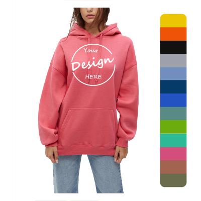 China Breathable OEM Wholesale Oversized Women Hoodie Streetwear Fashion 100% Cotton Hoodies For Woman Fashion Pink Sweatshirt for women for sale