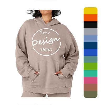 China Breathable OEM Custom Logo Long Sleeve Casual Thick Cotton Warm Fleece Loose Pullover Hooded High Quality Sweatshirt Hoodies For Women for sale