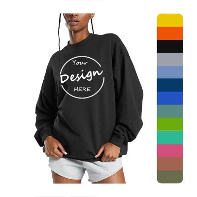 China OEM Breathable Custom Print / Embroidered Women's Loose Streetwear Fleece Jumper Crewneck Sweatshirts Oversized Women Hoodie for sale