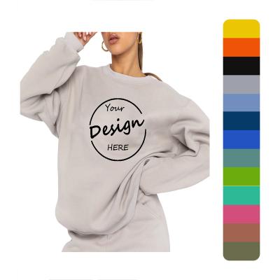 China Breathable OEM Wholesale High Quality Thick Pullover Crewneck Sweatshirt Women Custom LOGO Embroidery Crew Neck Pullover Woman for sale