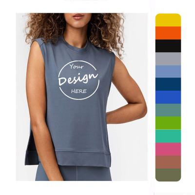 China Breathable OEM wholesale high quality custom gym hoodie summer workout sleeveless hooded cotton sweatshirt women's Sleeveless Sweatshirt for sale