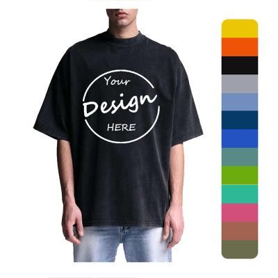 China Anti-pilling OEM High quality 100% cotton tshirts custom mock neck black t-shirt men oversized blank plain t shirts clothing for wholesale for sale