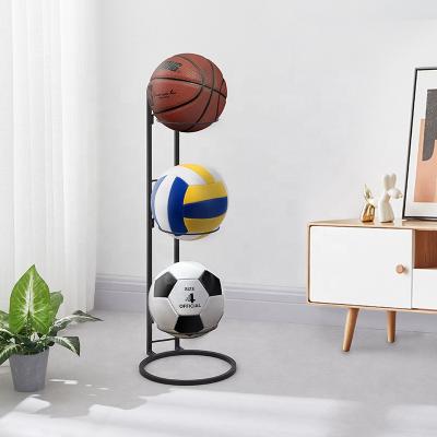 China 3-Tier Cube Garage Sports Equipment Organizer Basketball Stand Display Free Standing Removable Storage Rack for sale