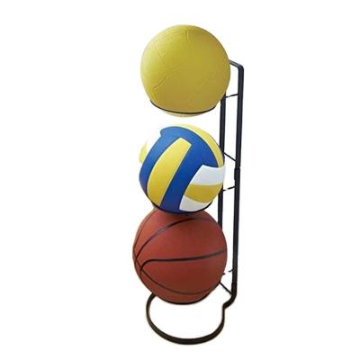 China Minimalist Christmas Baubles Decor Storage, Indoor 3 Stack Basketball Rack Black Carbon Steel Ball Storage for sale