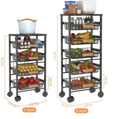 China Minimalist 4 Tier Rolling Storage Stackable Vegetable Organizer Fruit Basket Cart Serving Rack For Kitchen Bedroom Bathroom for sale