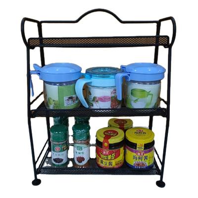 China 3 Tier Kitchen Stainless Steel Countertop Organizer Spice Jar Racks Sustainable Folding Storage Shelves for sale