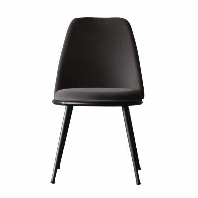 China Removable Cover Produces Quality Modern Minimal Restaurant Dining Chairs With Velvet Upholstered Back Chairs With Black Legs for sale