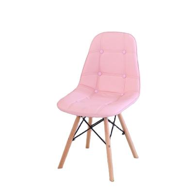 China Modern Removable Faux Leather Home Office Pink Cover Living Room Padded Classy Dining Chair With Solid Wood Legs Living Room Furniture for sale