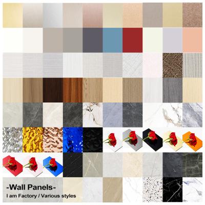 China High Density Minimalist Style Bamboo Wood Fiber Veneer PET Marble Wall Panel for sale