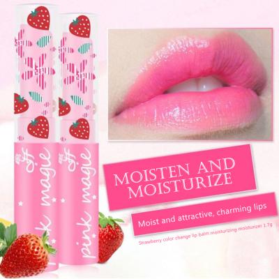 China Amazon eBay Factory HOT SALE High Quality Waterproof Lip Balm Temperature Hadiyah Color Changing Moisturizer Balm Strawberry for sale