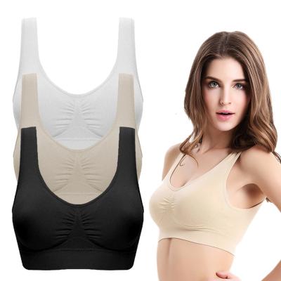 China Hadiyah Dropshipping Breathable Women Fitness Sports Bra Seamless Yoga Bra Top Running Yoga Gym Women Push Up Sports Bra Top (No Chest Pad) for sale