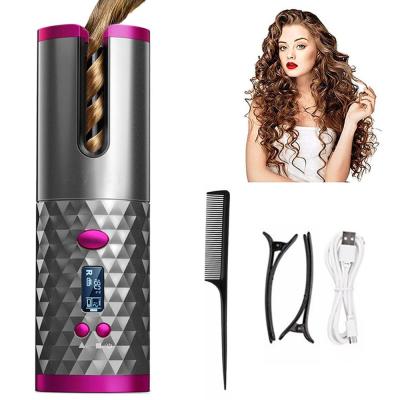 China Fashion Hadiyah Factory Dropshipping Portable Wireless Automatic Curling Iron Hair Curler USB LCD Display for sale