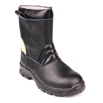 China Waterproof Anti-oil Full Grain Shoes Black Leather Anti-skid Rise Steel Toe Boots For Men for sale