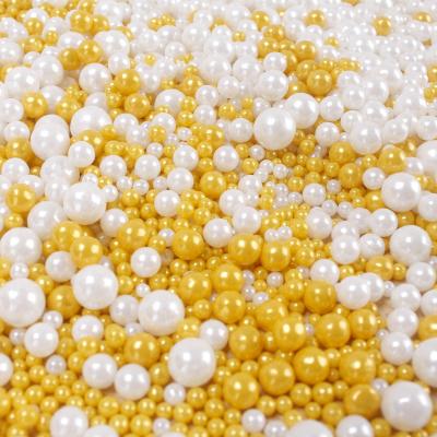 China High Quality Baking White Gold Cake Mixed Size Sprinkle Sugar Beads Cake Decorating Per Pack 500g for sale