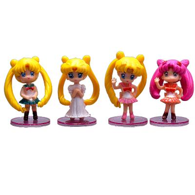 China 3 years+ Topper Cake Q Version with Base Sailor Moon Warrior Four-piece Set for Cake Decoration for sale