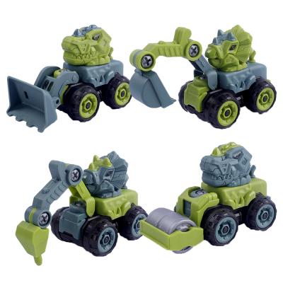 China Cake Decoratiom Dinosaur Construction Vehicles Plastic Disassembly Children's Toys (Road Rollers, Excavators, Scrapers, Power Drills) for sale