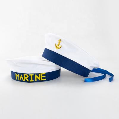 China Good Picture Quality Navy Captain Hat White Uniform Accessories Role Playing Sailor Hat for sale