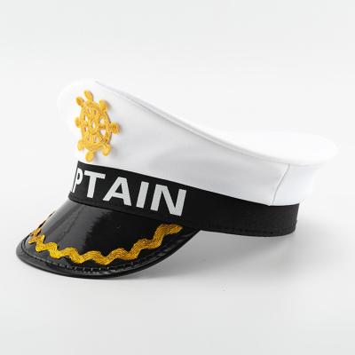 China High Quality White Captain Hats Picture Fashion Navy Embroidery Costume Hat For Halloween Party Decorations for sale