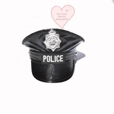 China Picture new design fashion faux leather crazy cop hat costume toys brazil funny carnival hats for sale