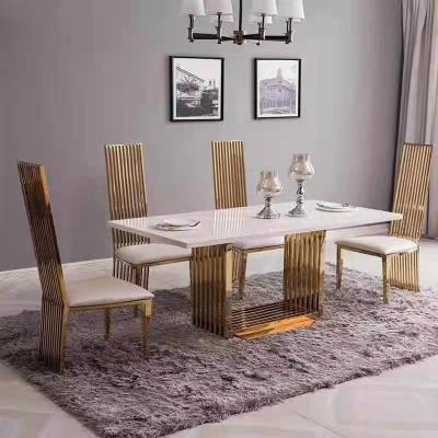 China Durable Dining Furniture Gold Metal Dining Table Set Luxury Dining Table For Sale for sale