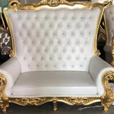 China Traditional High Back Stainless Steel King Throne Rental Chair White Leather Royal Throne Wedding Chair for sale