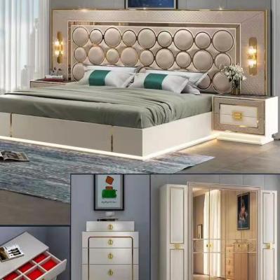 China Modern MDF Soft Bed Modern Luxury Bed Set With Led Light for sale