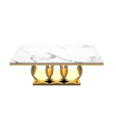 China Durable Modern Furniture For Living Room Luxury Metal Legs Marble Top Coffee Table for sale