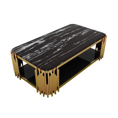 China Durable Stainless Steel Marble Top Legs Gold Coffee Table Modern Design Center Table For Living Room for sale