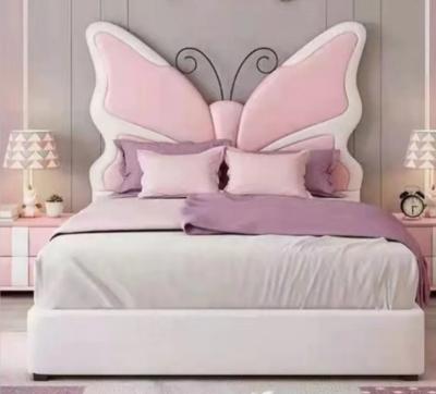 China Hot Modern Luxury Pink Color Style Kids Fabric Girls Beds For Kids for sale