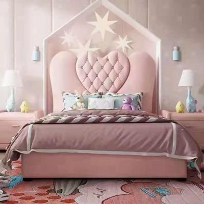 China Beautiful Modern Luxury Kids Bedroom Italy Pink Girls Bed Comfortable Fancy Kids Bedroom Furniture Set for sale