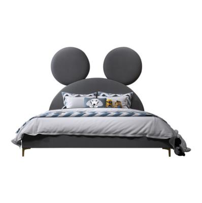 China 1.2 Meters Modern Creative Children's Storage Bed 1.5 Meters Simple Cartoon Mickey Mouse Fabric Single Bed Boy Bed for sale