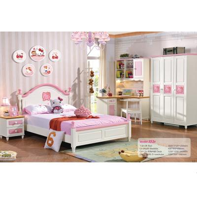 China Simple modern bedroom furniture beauty grill pink wood princess simple kids bed for sale